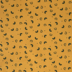 Printed Cotton MAZY Ochre / Black